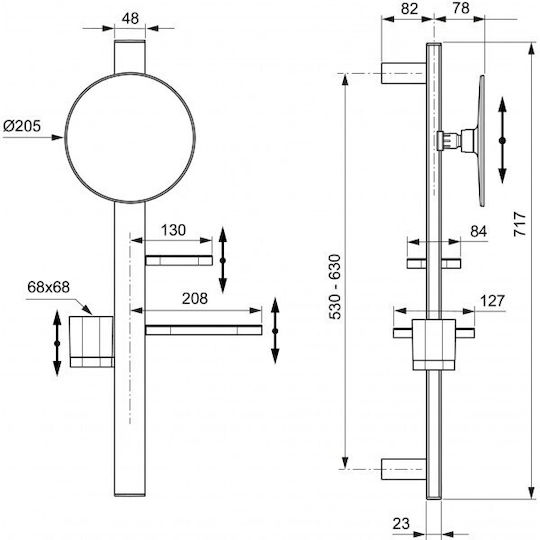 Ideal Standard Single Wall-Mounted Bathroom Rail ​70x70cm Silver
