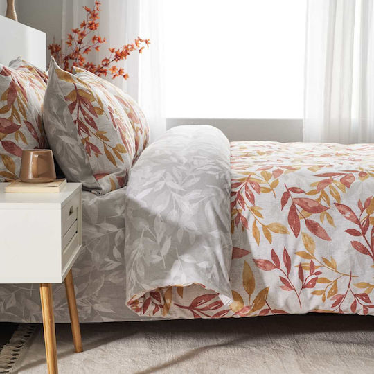 Vesta Home Set Cotton Duvet Cover 170x240cm Single with Pillowcase Aspa Orange