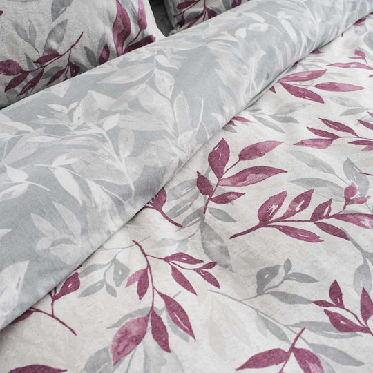 Vesta Home Cotton Duvet Cover Set 230x240cm Double With 2 Pillowcases Aspa Purple