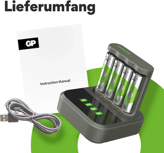 GP Batteries ReCyko B441 Ladegerät 4 Batterien Ni-MH Größe AA