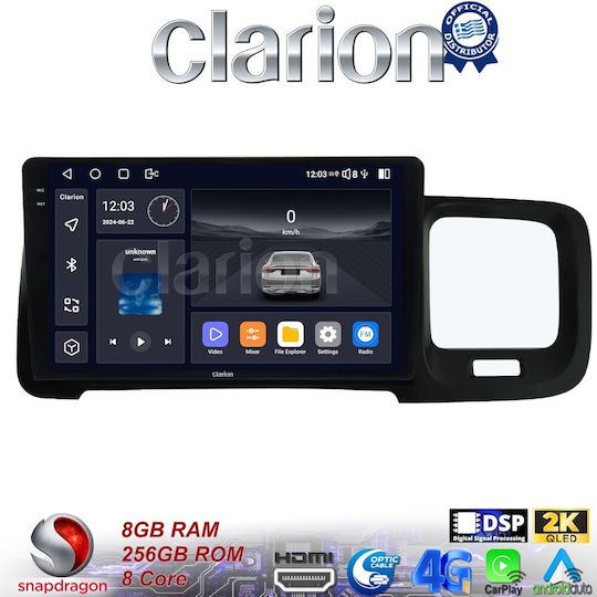 Clarion Auto-Audiosystem für Volvo S60 2010 > 2018 (Bluetooth/USB/WiFi/GPS/Apple-Carplay/Android-Auto) mit Touchscreen 9.5"