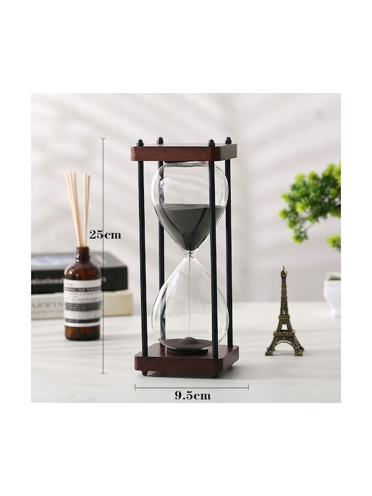 Office Hourglass Decoration from Glass 25x10x25cm in Black color