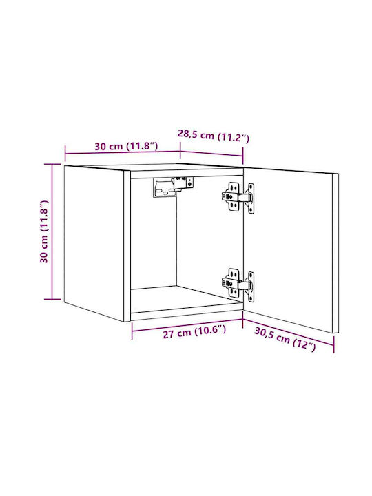 Висящ Шкаф за Дневна от ПДЧ Старо Дърво 30.5x30x30см