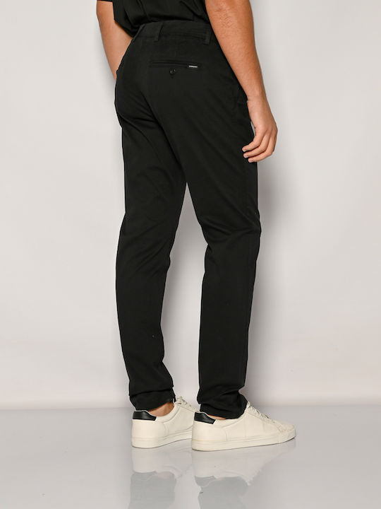 Pantaloni Chino Elastic cu Croială Slim Black