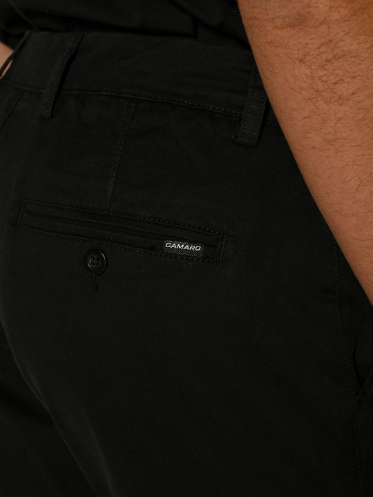 Pantaloni Chino Elastic cu Croială Slim Black
