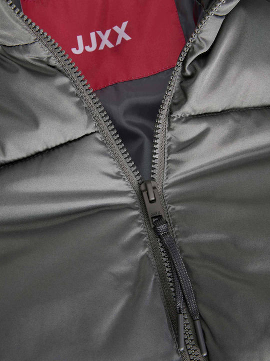 Women's Crop Puffer Jacket for Winter Grey