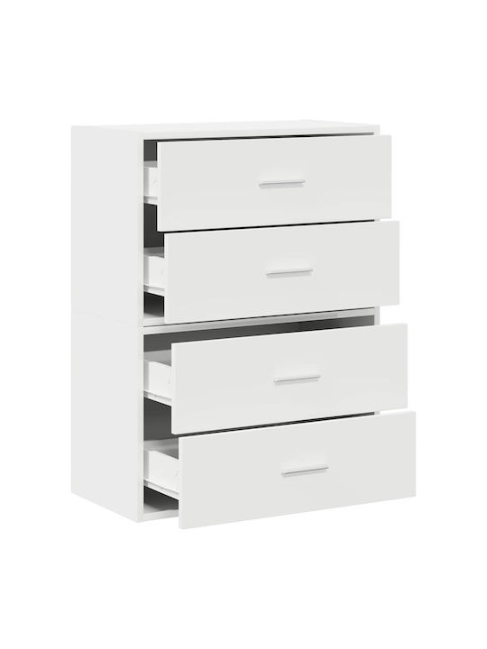Wooden Chest of Drawers with 4 Drawers White 60x31x60cm
