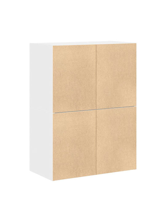 Wooden Chest of Drawers with 4 Drawers White 60x31x60cm