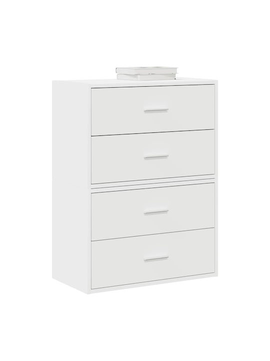Wooden Chest of Drawers with 4 Drawers White 60x31x60cm
