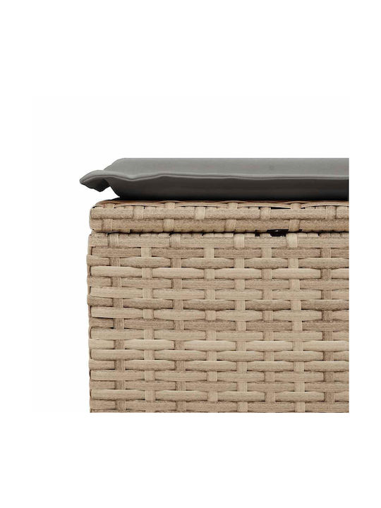 Băncuțe De Grădină Cub Pentru Exterior Rattan Cu Pernă Bej 2 Buc 55x55x37cm