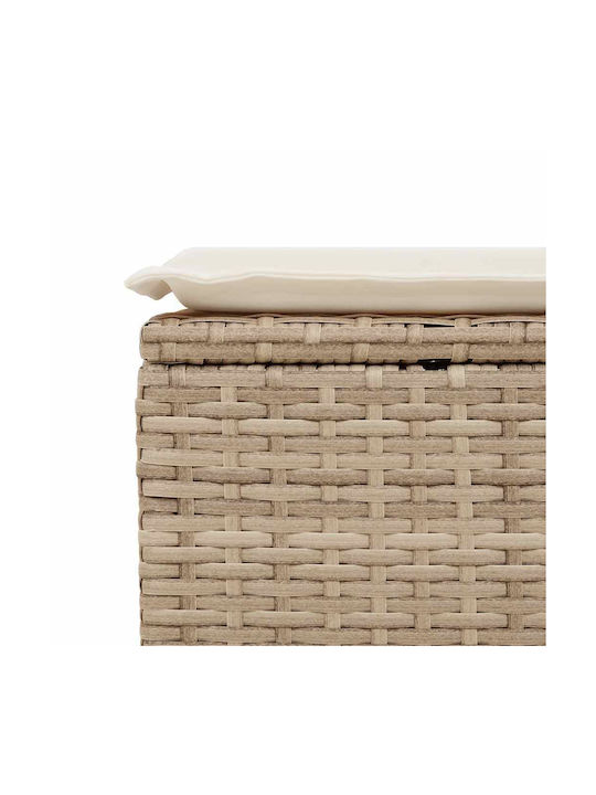 Gartenhocker Würfel Außeneinsatz Rattan mit Beigem Kissen 2 Stück 55x55x37cm