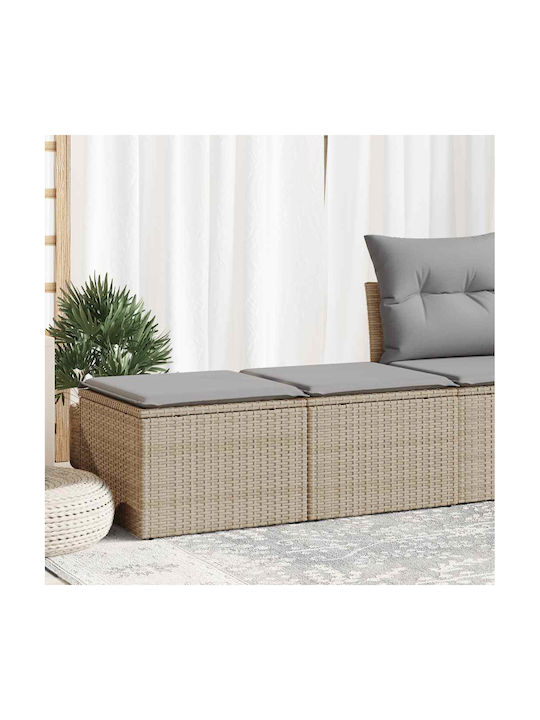 Băncuțe De Grădină Cub Pentru Exterior Rattan Cu Pernă Bej 2 Buc 55x55x37cm