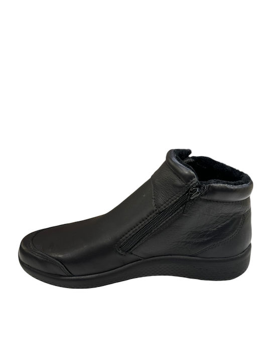 Leder Stiefeletten Damen Schwarz