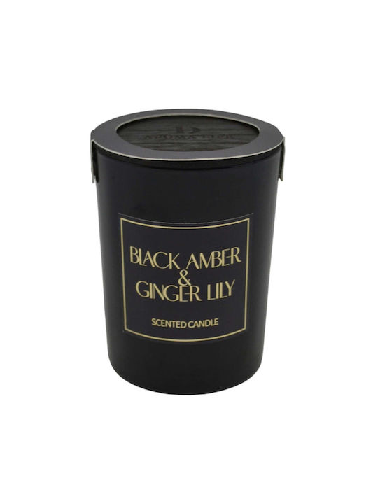 Ankor Aromatic Candle in Jar with Black Amber & Ginger Lily Perfume 8x10.5cm