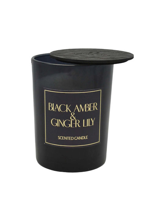 Ankor Aromatic Candle in Jar with Black Amber & Ginger Lily Perfume 8x10.5cm
