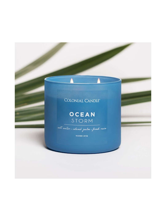 Candle Perfume Candle 3 Wicks Glass Container Ocean Storm 411 Line Pop Color