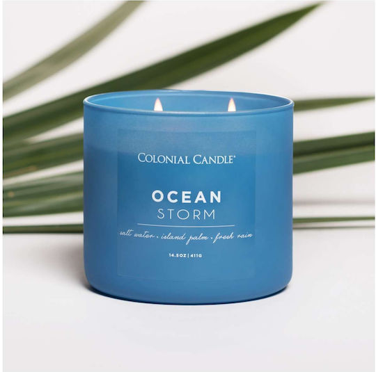 Парфюмна свещ 3 фитила Стъклен контейнер Ocean Storm 411 Line Pop Color