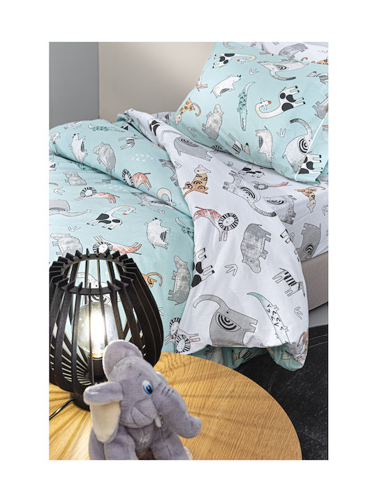 Guy Laroche Zootopia Set Kids Duvet Cover Single with Pillowcase Cotton Aqua Grey 165x225cm