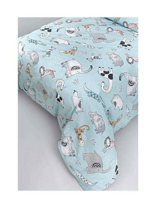 Guy Laroche Zootopia Set Kids Duvet Cover Single with Pillowcase Cotton Aqua Grey 165x225cm