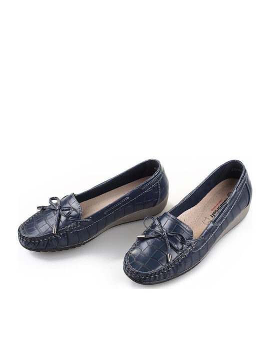 Leather Women's Moccasins in Blue Color