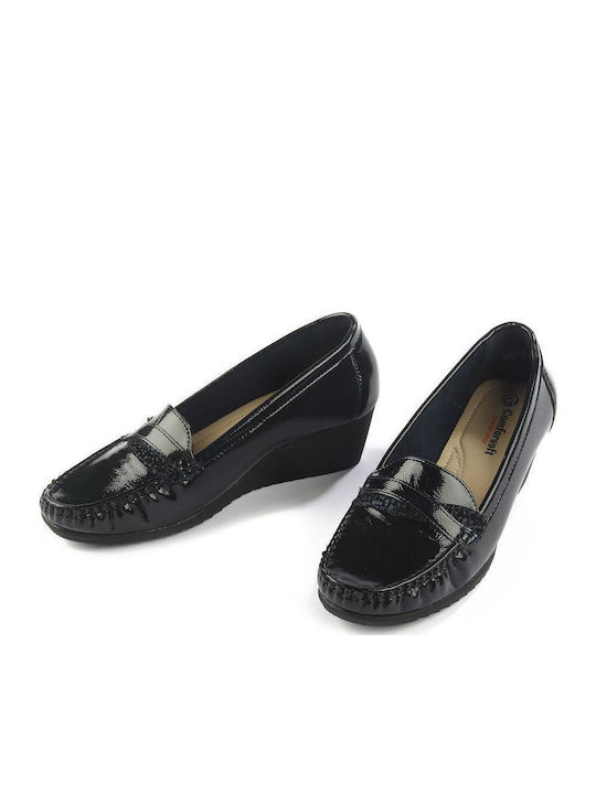 Leather Women's Moccasins in Blue Color