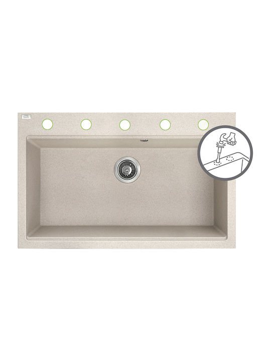 Laveo Drop-In Spüle aus Verbundgranulat B80xT50cm Beige