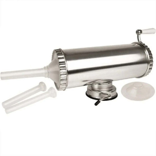 Dispozitiv manual de făcut cârnați cu prindere prin aspirație din oțel inoxidabil, capacitate 2,2 kg, argintiu