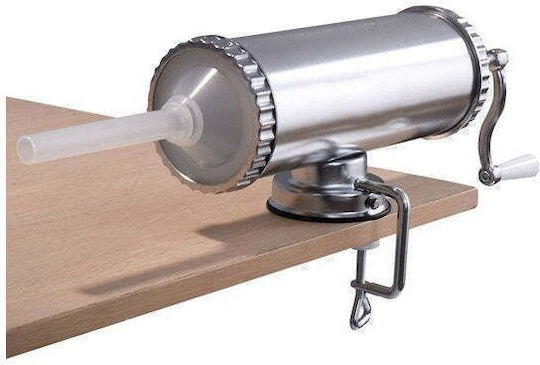 Dispozitiv manual de făcut cârnați cu prindere prin aspirație din oțel inoxidabil, capacitate 2,2 kg, argintiu