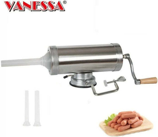 Dispozitiv manual de făcut cârnați cu prindere prin aspirație din oțel inoxidabil, capacitate 2,2 kg, argintiu