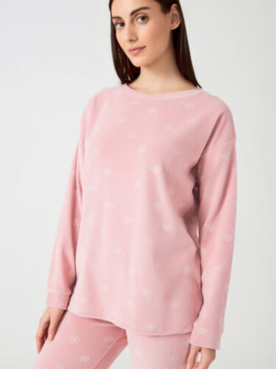 Minerva Winter Women's Pyjama Set Cotton Pink "snow