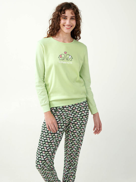 Vamp Winter Women's Pyjama Set Green Foam