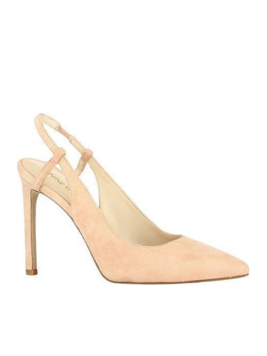 Nine West Tarly Pantofi Cu Toc De Catifea Cu Barete Bej