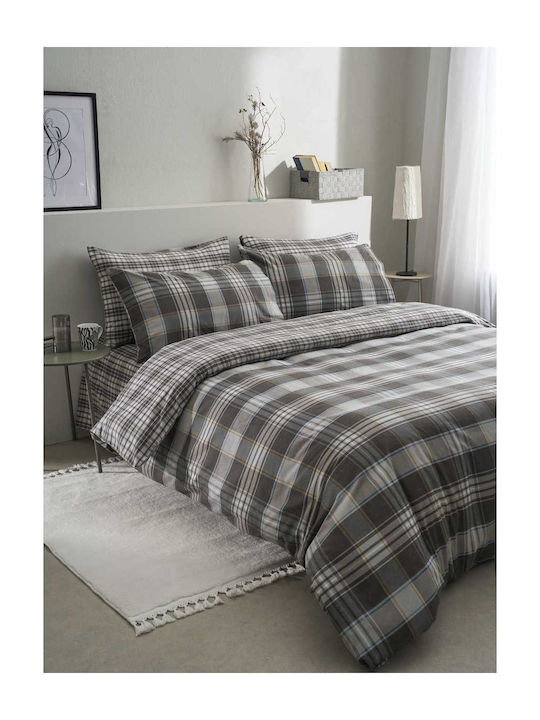 Vesta Home Sheet Sets Queen with Elastic 160x200+40cm. Oslo 1 Gray 4pcs