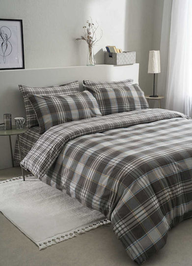 Vesta Home Oslo 1 Σετ Σεντόνια Υπέρδιπλα με Λάστιχο 160x200+40εκ. Γκρι (4τμχ)