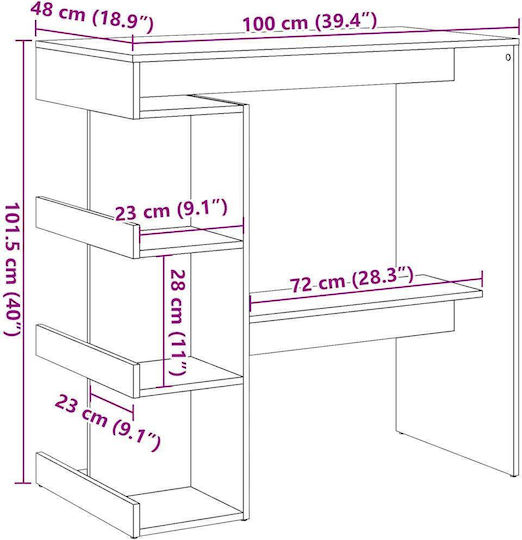 Table Bar Wooden Oak 100x48x101.5cm
