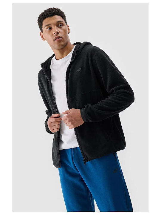 Men's Fleece Jacket Hooded Black