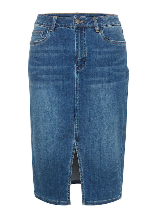 Kaffe Denim High-waisted Skirt in Blue Color