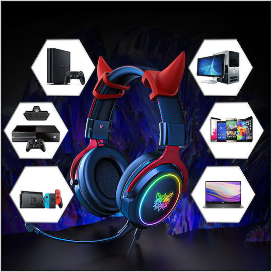 Onikuma X10 Devil Over Ear Gaming Headset με σύνδεση 3.5mm / USB for Nintendo Switch / PS4 / PS5 / XBOX