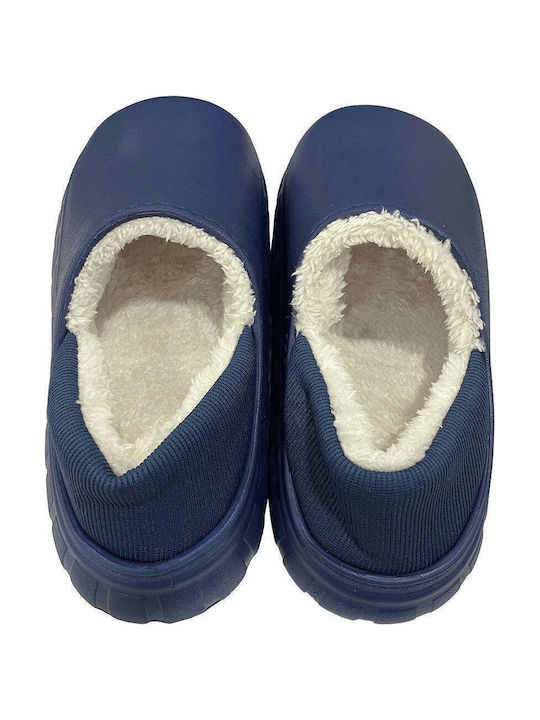 Ustyle Damen Clogs mit Pelz Blau