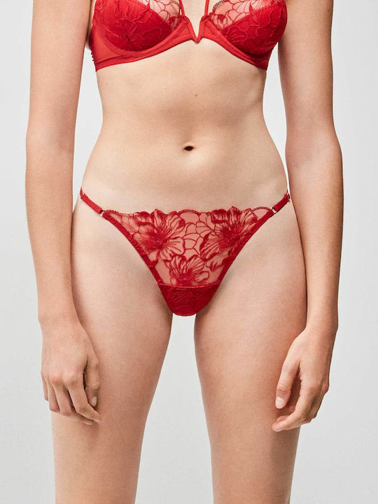 Gisela Lace Underwear Set with Bra & String Kokkino