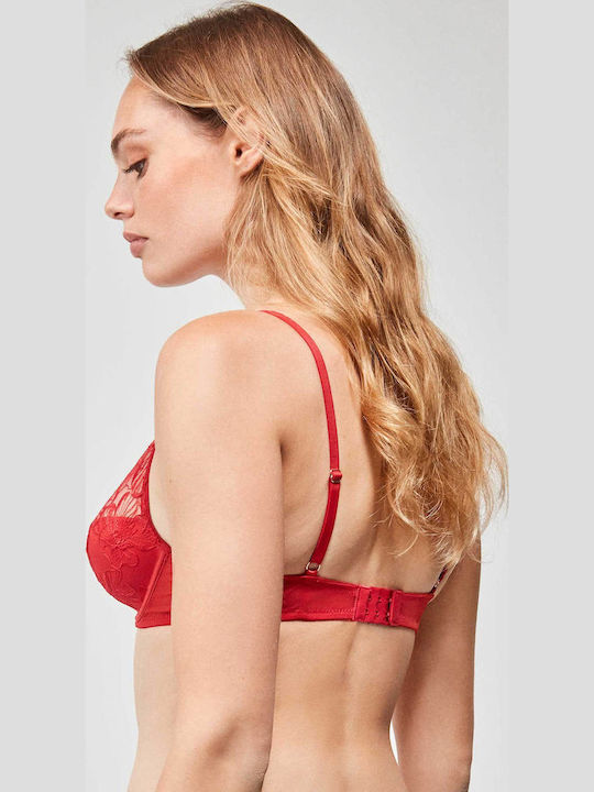 Gisela Lace Underwear Set with Bra & String Kokkino