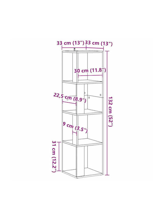 Ъглова Поставка Стенен Дъб 33x33x132см.