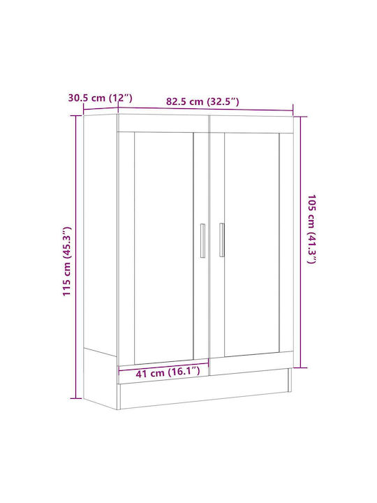 Висулка Витрина за хол от ПДЧ със Стъкло Кафяв 82.5x30.5x115см