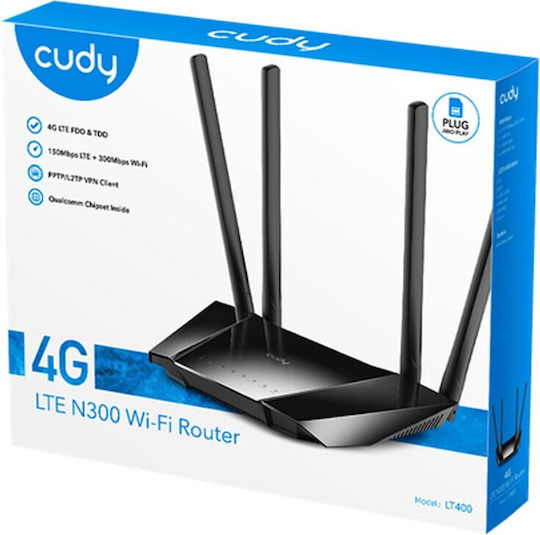Cudy LT400 v2 Wireless 4G Router Wi‑Fi 4 with 4 Ports