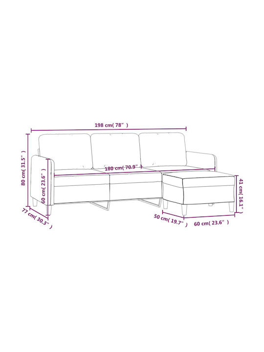 Dreisitzer Sofa Samt Beige 198x77x80cm