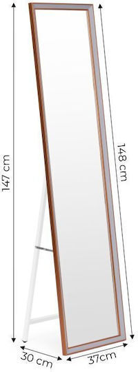 Modernhome Floor Mirror with Brown Wooden Frame 148x37cm