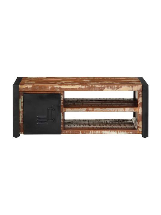 Rectangular Central Coffee Table Made of Solid Wood Multicolour M90xL50xH36cm