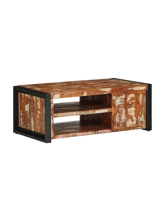 Rectangular Central Coffee Table Made of Solid Wood Multicolour M90xL50xH36cm
