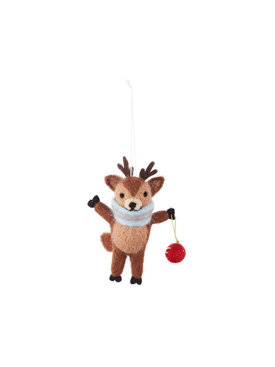 Hanging Reindeer Ornament Felt Brown