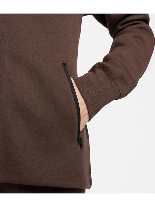 Women's Sweatshirt Jacket Hooded Brown